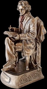 Detaljeret Beethoven figur i antik bronze, siddende med nodehæfte